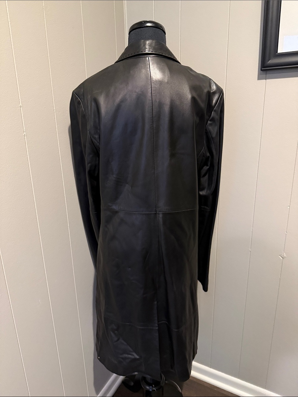 Banana Republic Women’s Large Black Long Leather Coat - Picture 3 of 6